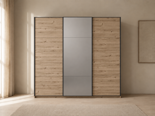 Garde-robe 3 portes coulissantes dont 1 miroir 
