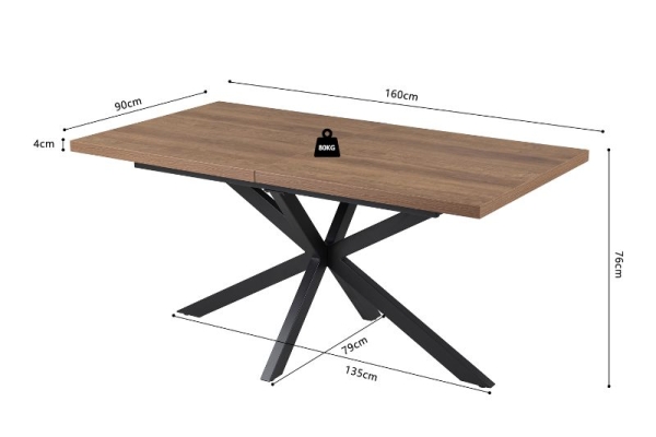 Dimensions allonge fermée
