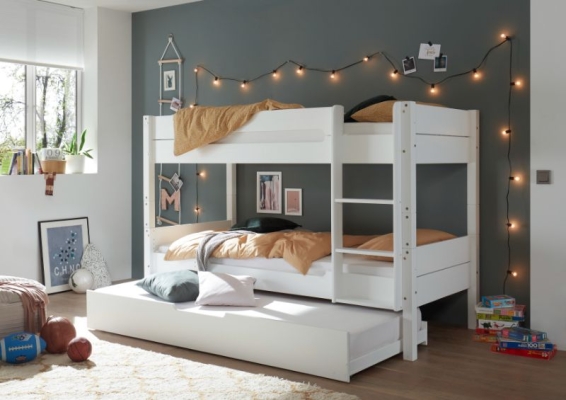 Lits superposés avec tiroir-lit en option ouvert