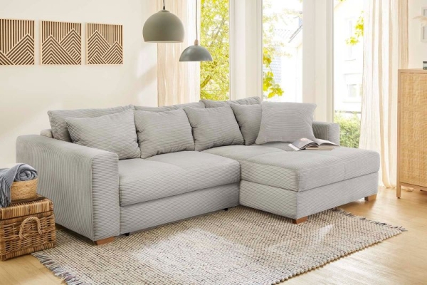 Tissu velours côtelé gris clair