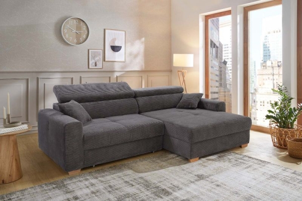 Microfibre velours côtelé gris