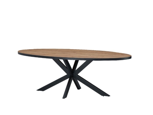 Table ovale avec pieds en étoile noirs